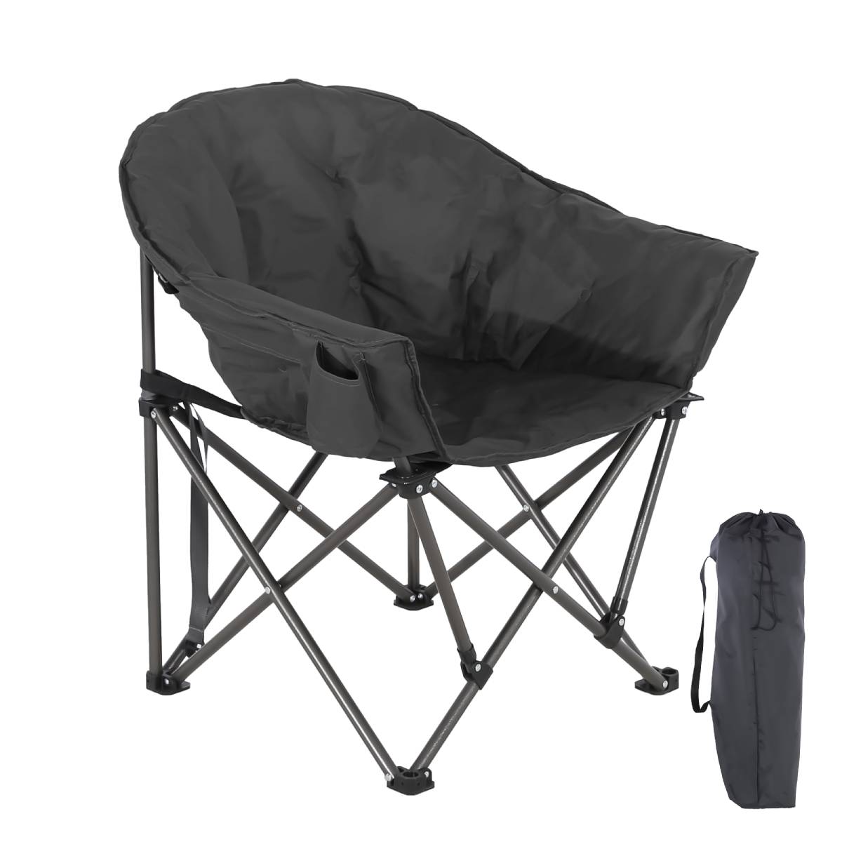 Oversized Camping Chair, Portable Folding Moon Chair with Side Pocket
