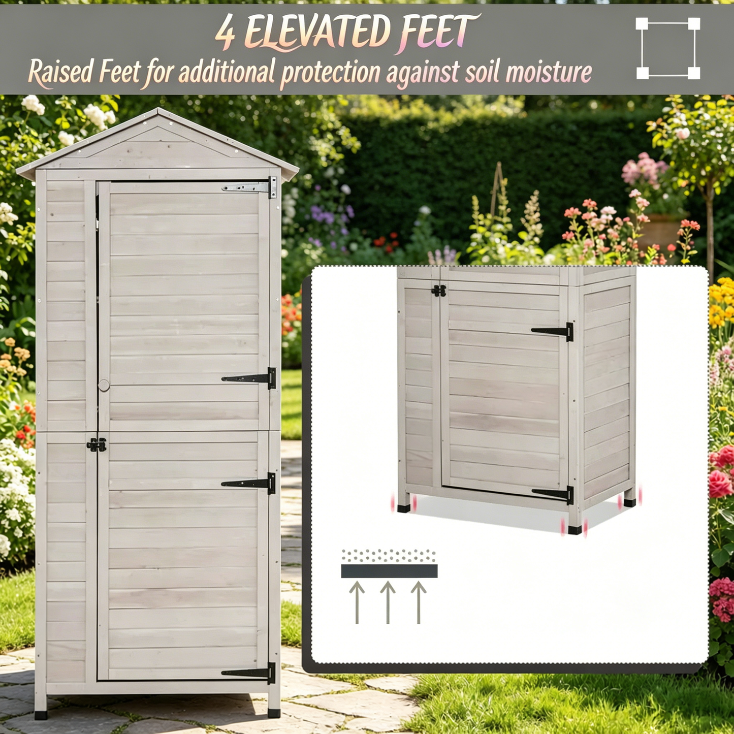 Outdoor Storage Shed with Tilted Tin Roof