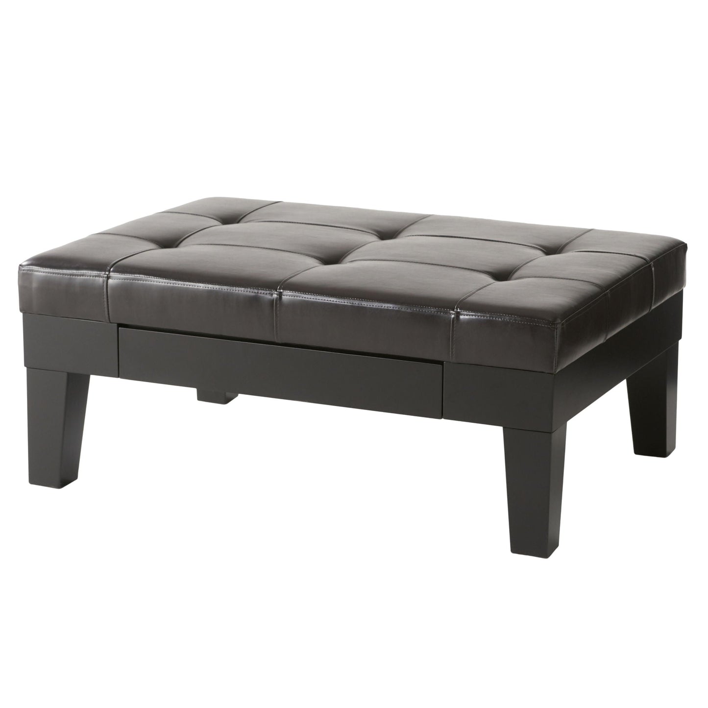 Chatham Ottoman With Drawer Leather Storage Solution - Dark Coffee