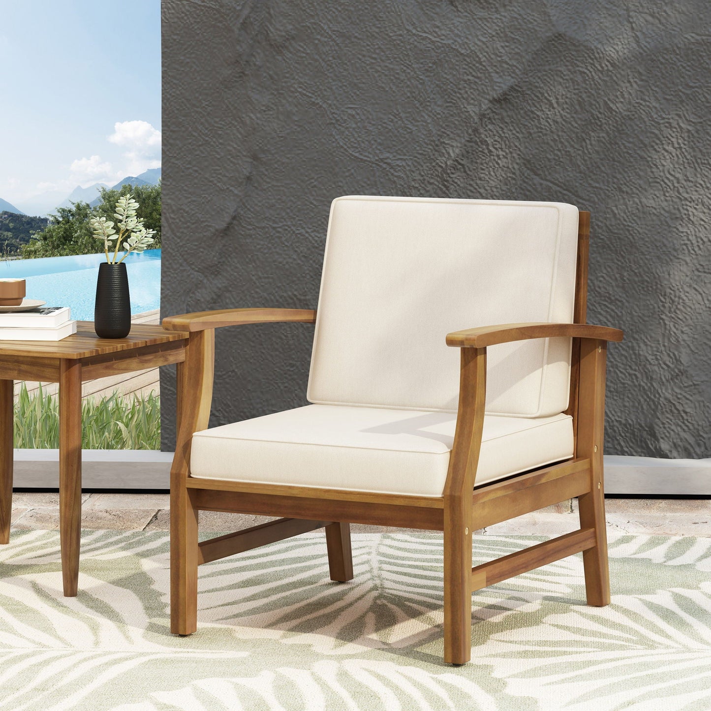 Perla Contemporary Club Chair with Water Resistant Cushion