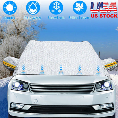 Car Windshield Snow Cover Windproof Magnetic Car Windscreen Cover Frost Ice Protection with SideÊMirror Protector 5 Magnets for Most Vehicles