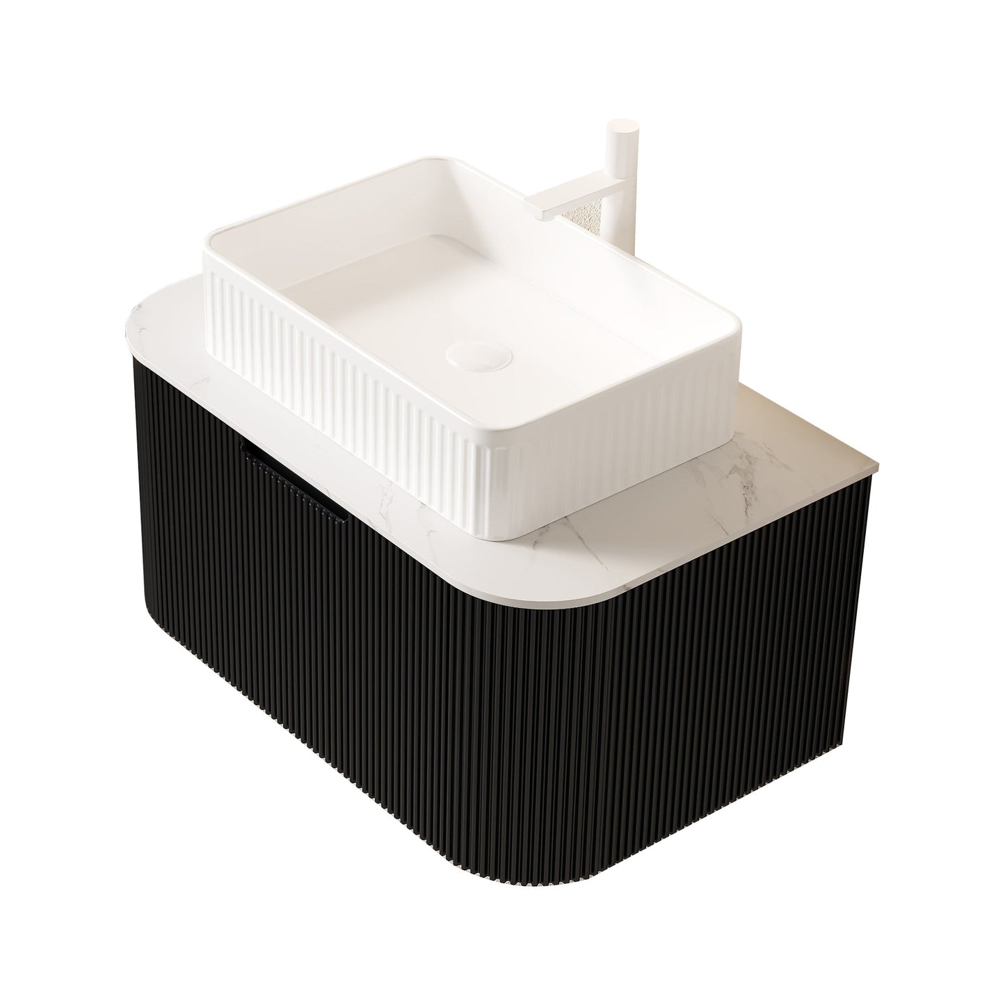 DINA 30" Bathroom Vanity & Sink, Floating Curved Edges Storage Cabinet