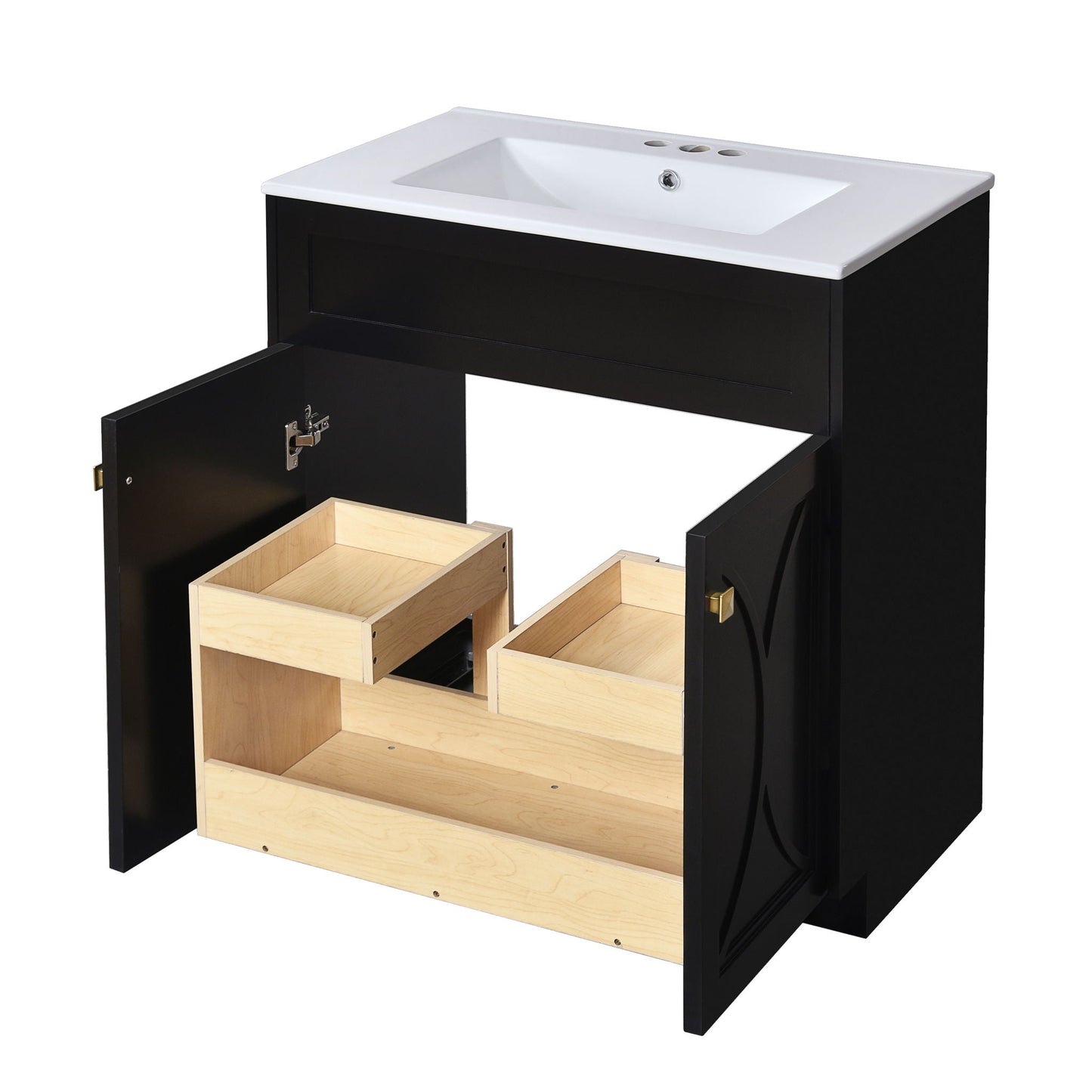Bathroom Vanity With Sink, Freestanding Storage Cabinet With Handles