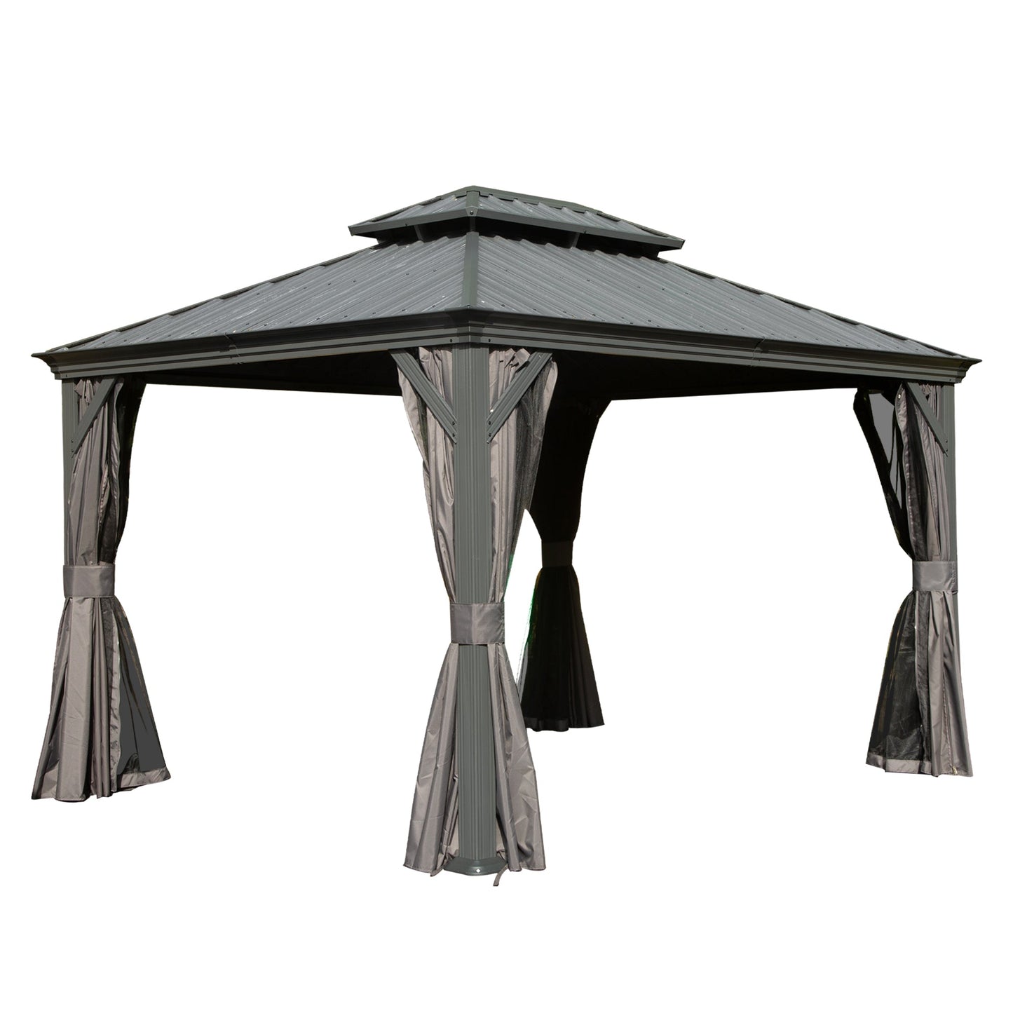 11x13FT Outdoor Gazebo with Galvanized Steel Double Roof