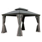 11x13FT Outdoor Gazebo with Galvanized Steel Double Roof