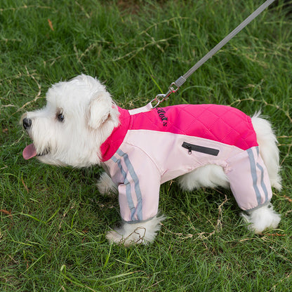 Autumn And Winter Dog Clothing Small And Medium Sized Dog West Highland Bichon Frise Down Jacket With Fleece For Warmth, Pet Four Legged Cotton Jacket