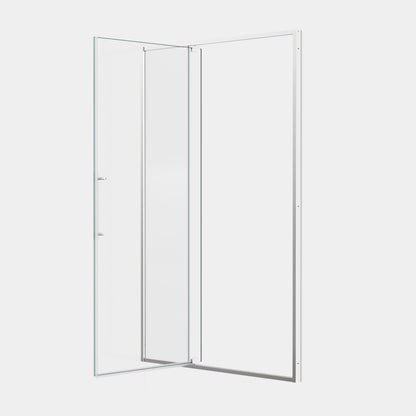 50-54"W x 74"H Pivot Shower Door with 5/16" Tempered Glass - Brushed Nickel Finish