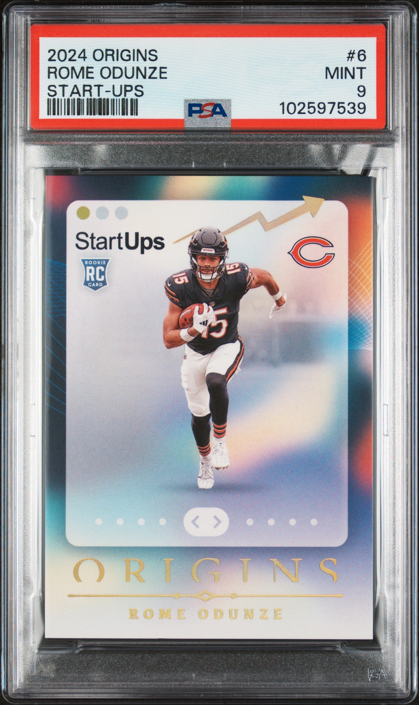 Graded 2024 Panini Origins Rome Odunze #6 Start Ups Rookie RC Football Card PSA 9 Near Mint