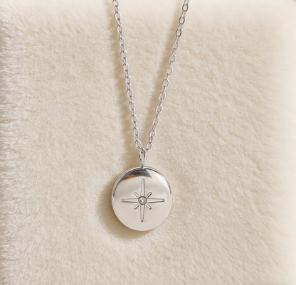 Minimalist Eight-Pointed Star Zircon Necklace