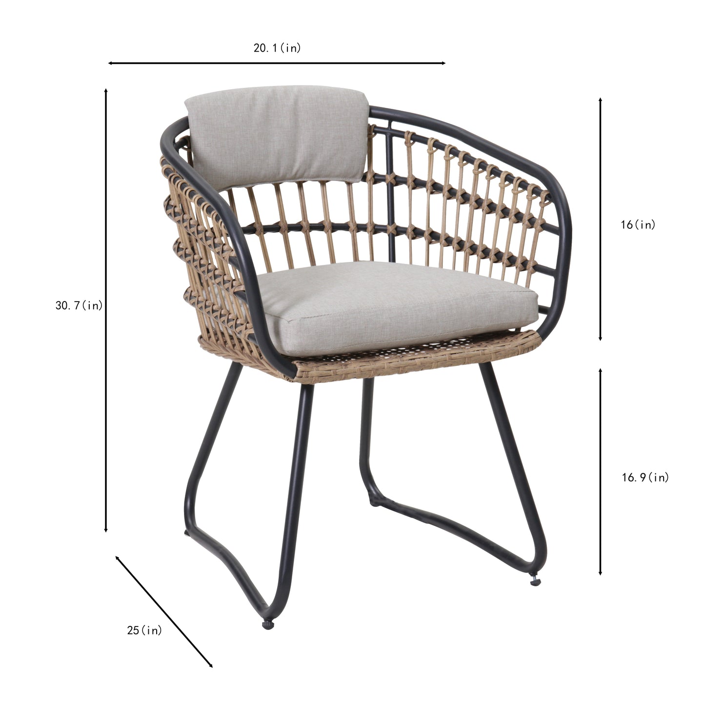 7-Piece Outdoor Wicker Dining Set with Wood-Plastic Composite Board Table