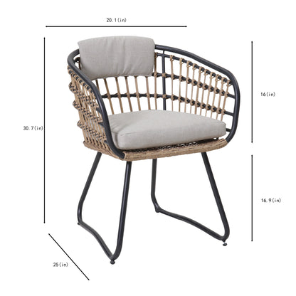 7-Piece Outdoor Wicker Dining Set with Wood-Plastic Composite Board Table