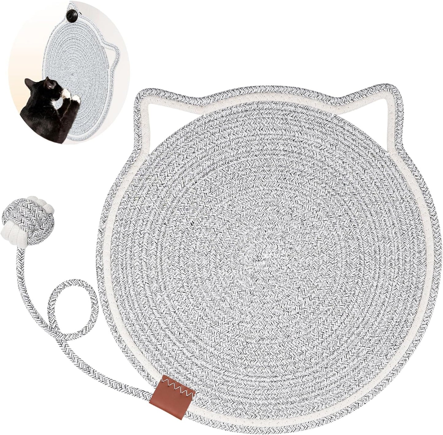 Cat Scratcher Mat Natural Cotton Rope Cat Scratch Pad Round Horizontal Floor Cat Scratching Pads For Indoor Cats  Cat Furniture Protector For Wall Couch Carpets  Sofas
