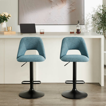 Nuvia Contemporary Adjustable Barstool with Upholstered Swivel Seats, Set of 2