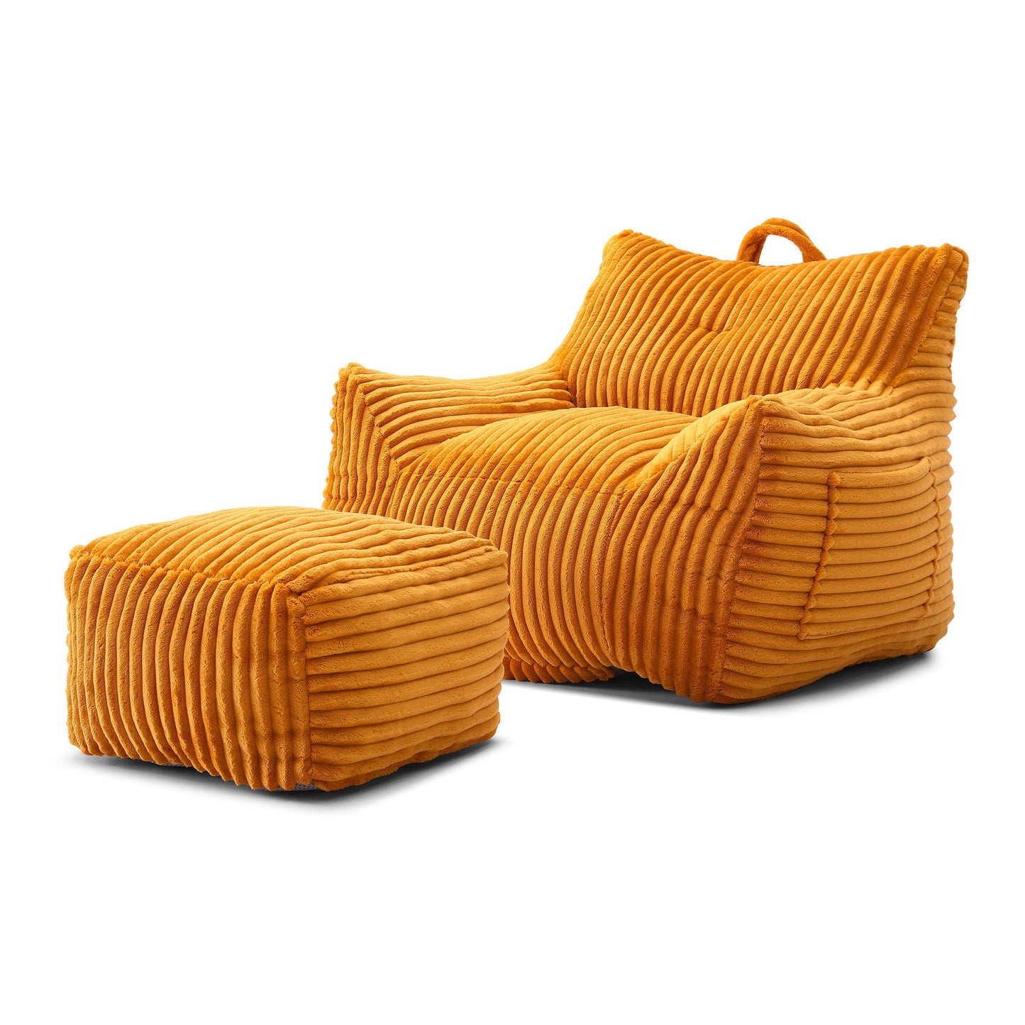 Giant Bean Bag Chair With Armrests And Footstool