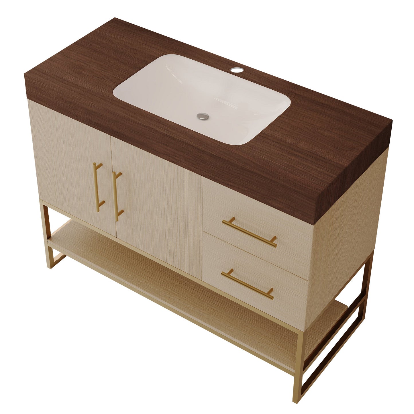 36" Modern Free-Standing Bathroom Vanity with Seamless Ceramic Sink & Sintered Stone Top