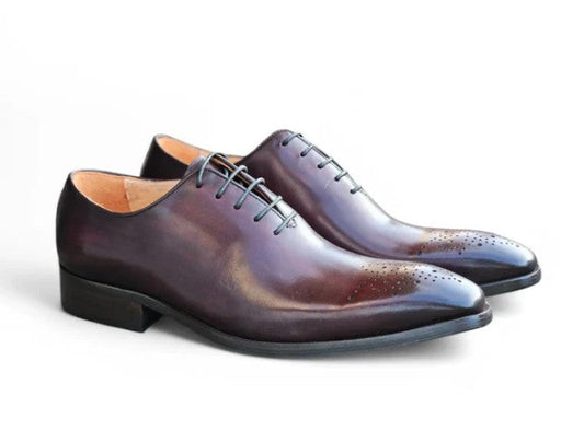 Carrucci Burnished Calfskin Oxford - Chestnut