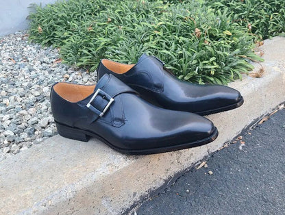 Carrucci Monkstrap Calfskin Shoes - Navy