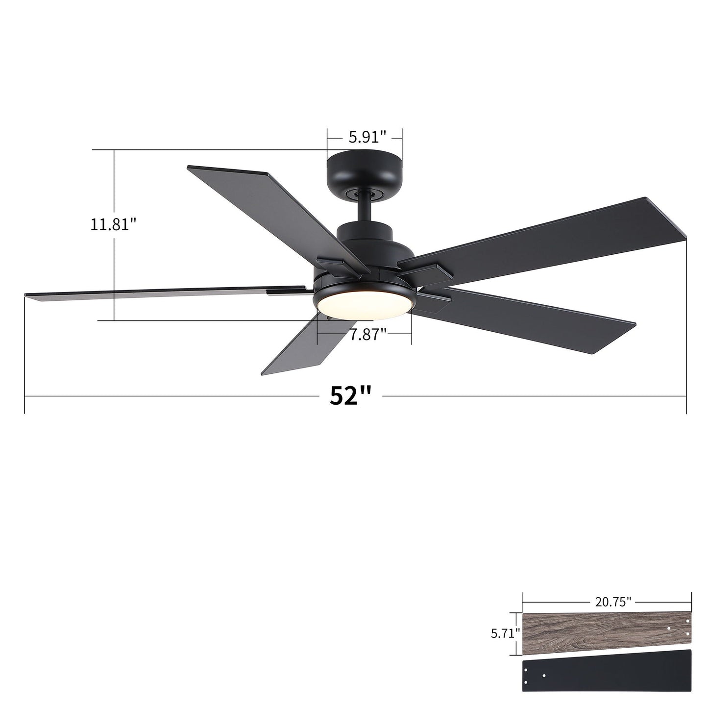 Reversible Motor Integrated LED Dimmable Ceiling Fan With Light