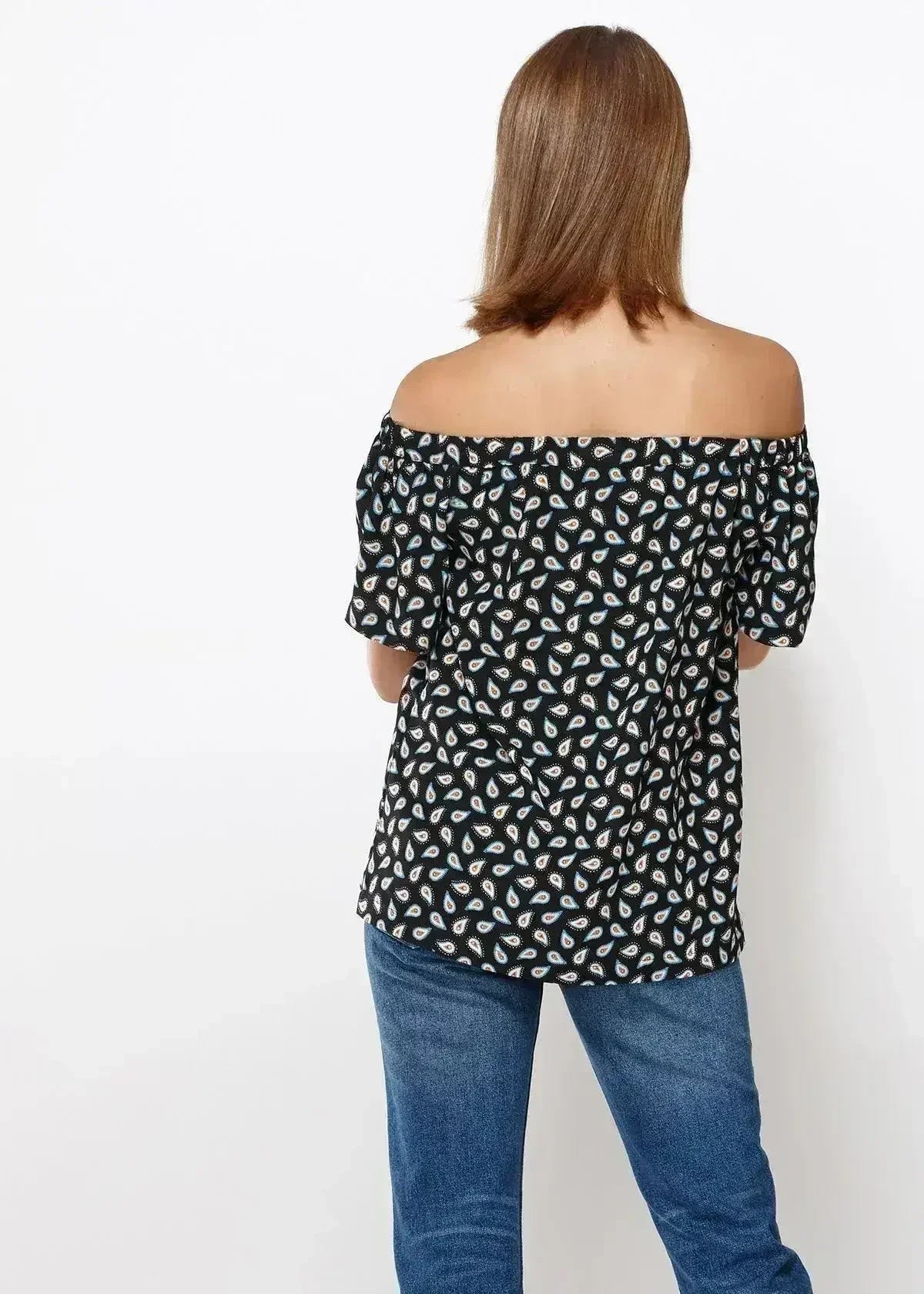 Women's Off Shoulder Top In Black Blue Avocado | Femstylo