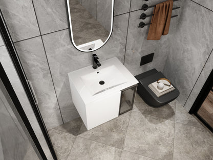 24" Wall-Mounted Bathroom Vanity With Ceramic Sink