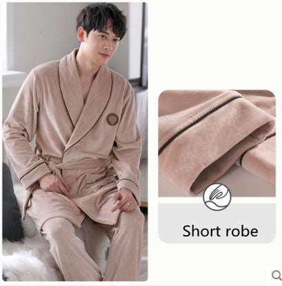 Burgundy island velvet fabric winter unisex flannel robe for men & women
