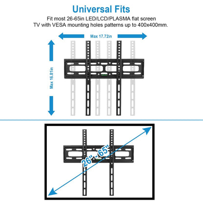TV Wall Mount Bracket for 26-65in LED/LCD/PLASMA Flat TV VESA 400x400mm