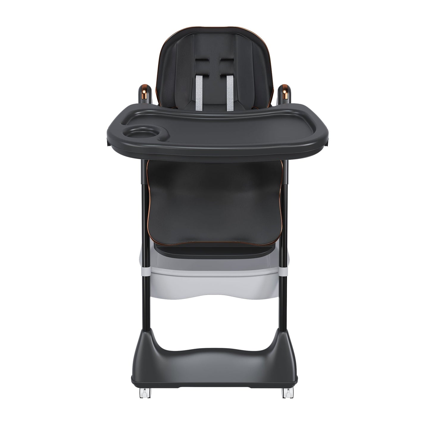 Adjustable Baby High Chair 0-6 Years, Portable Infant Feeding Seat With Safety Belt, Silent Lockable Wheels