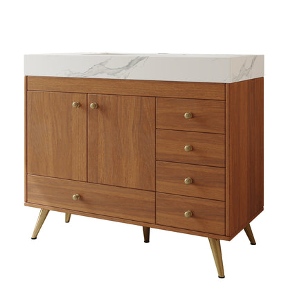 36" Freestanding Bathroom Vanity with Faux Marble Top