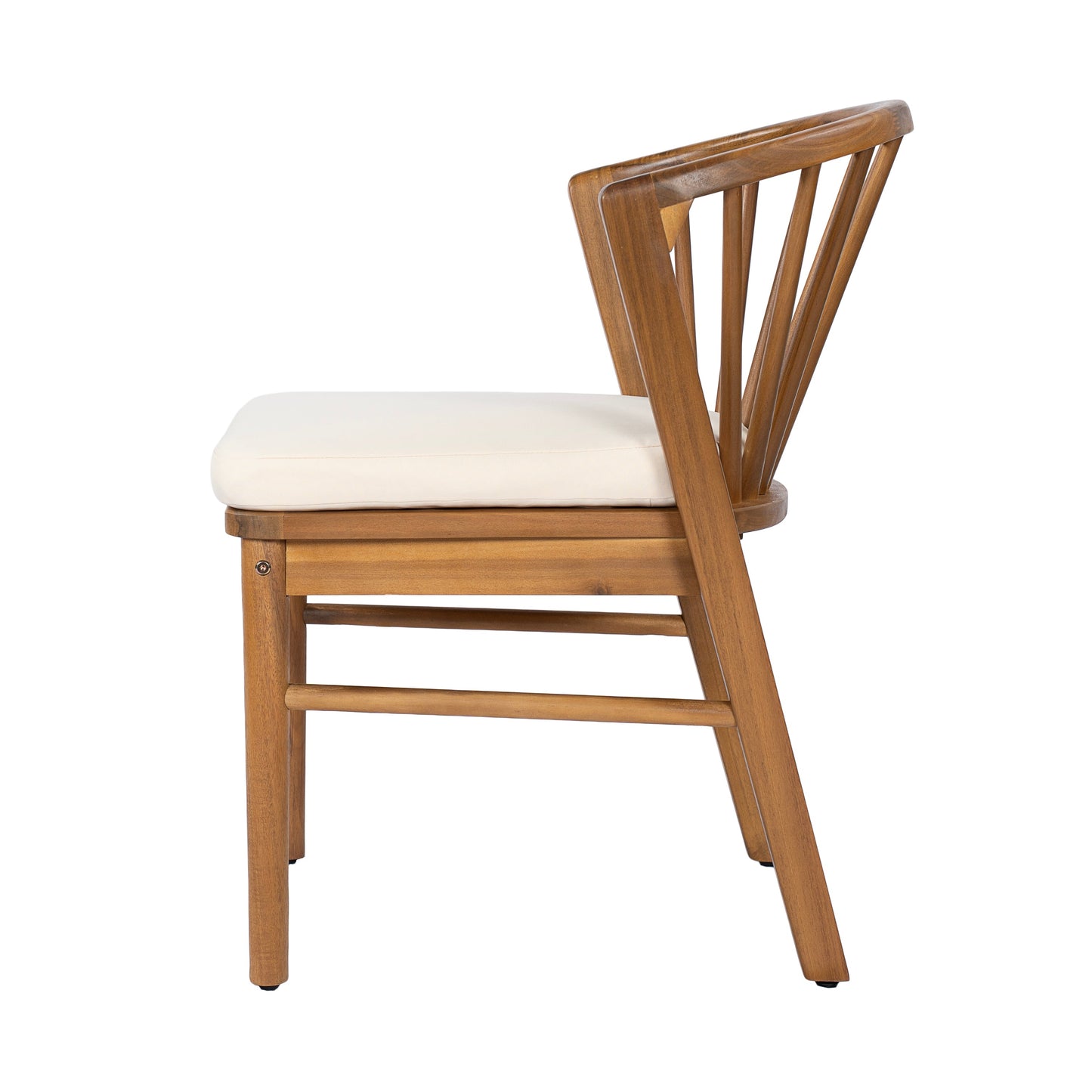 7 Pieces Acacia Wood Outdoor Dining Set with Cream Cushions