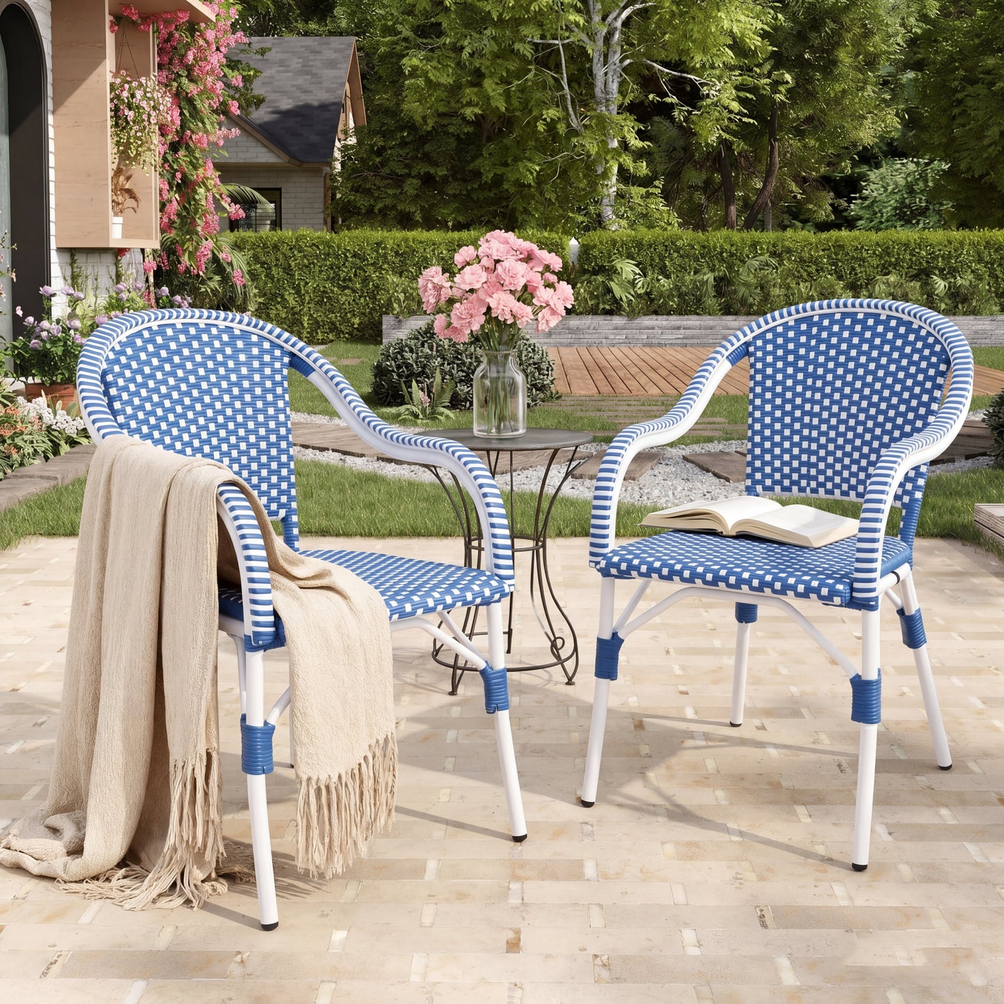 Outdoor Bistro Chairs with Aluminum Frame, Set of 2