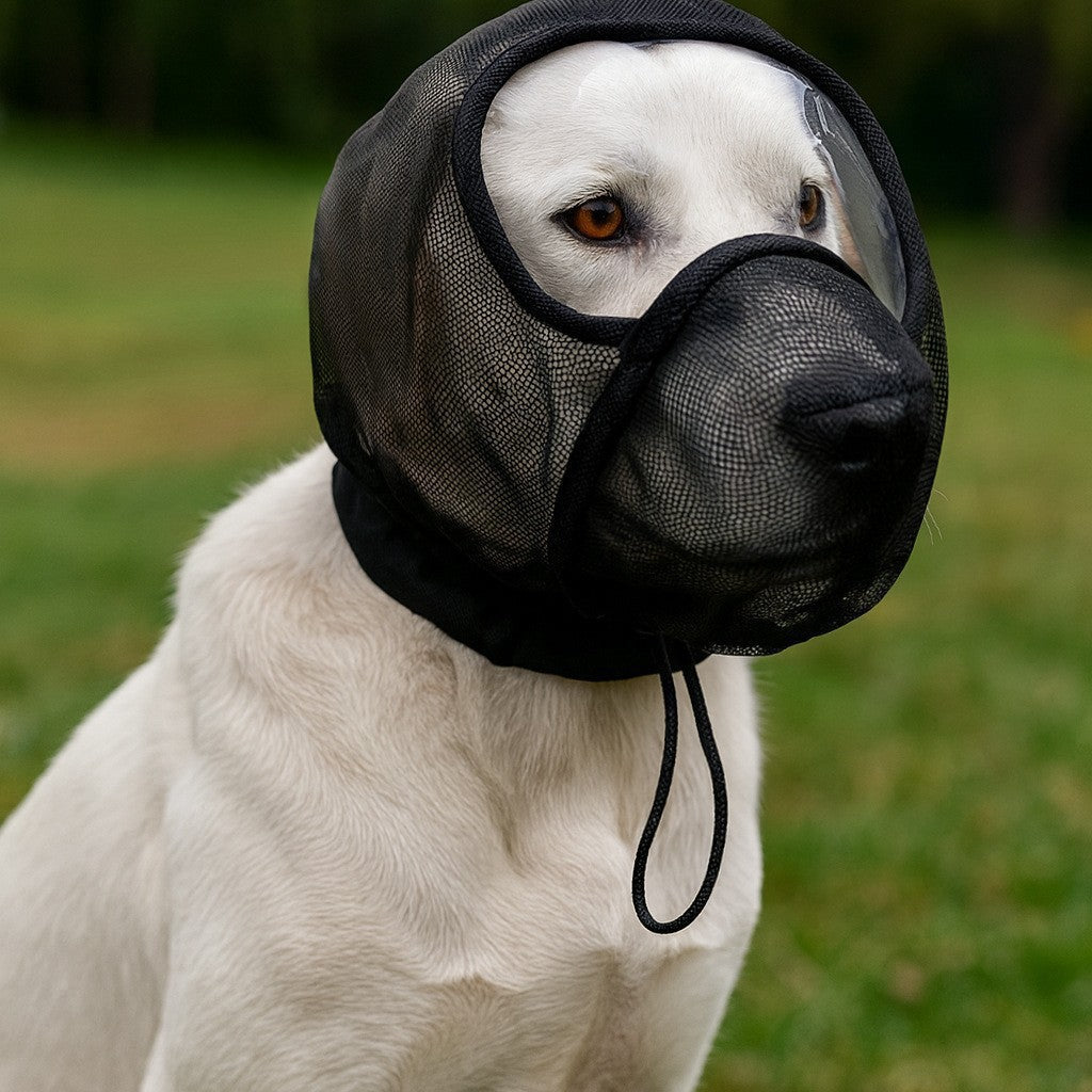 Dog Protective Mask Dog Mesh Muzzle Hood Mosquito And Insect-Proof Head Cover Breathable Anti Bite Anti Licking Mask