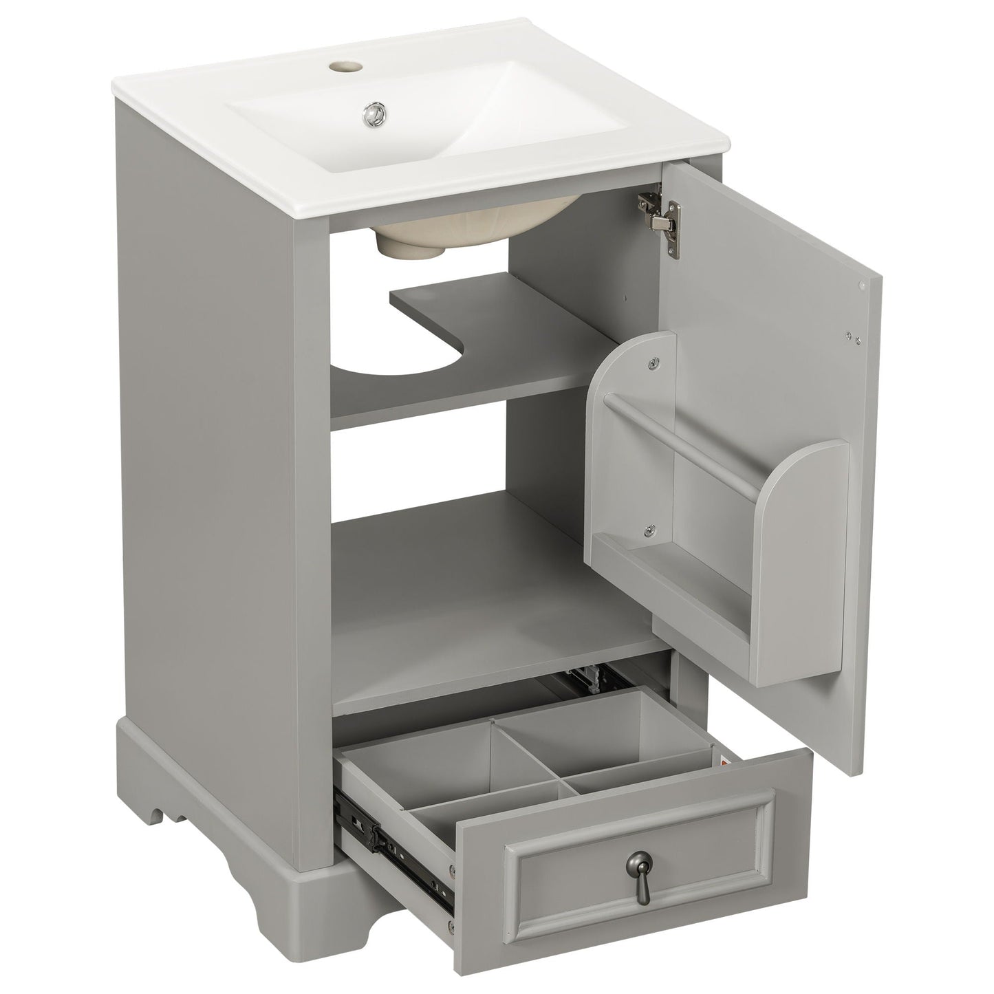 Bathroom Vanity With Sink, Soft Close Door, Adjustable U-Shaped Shelf