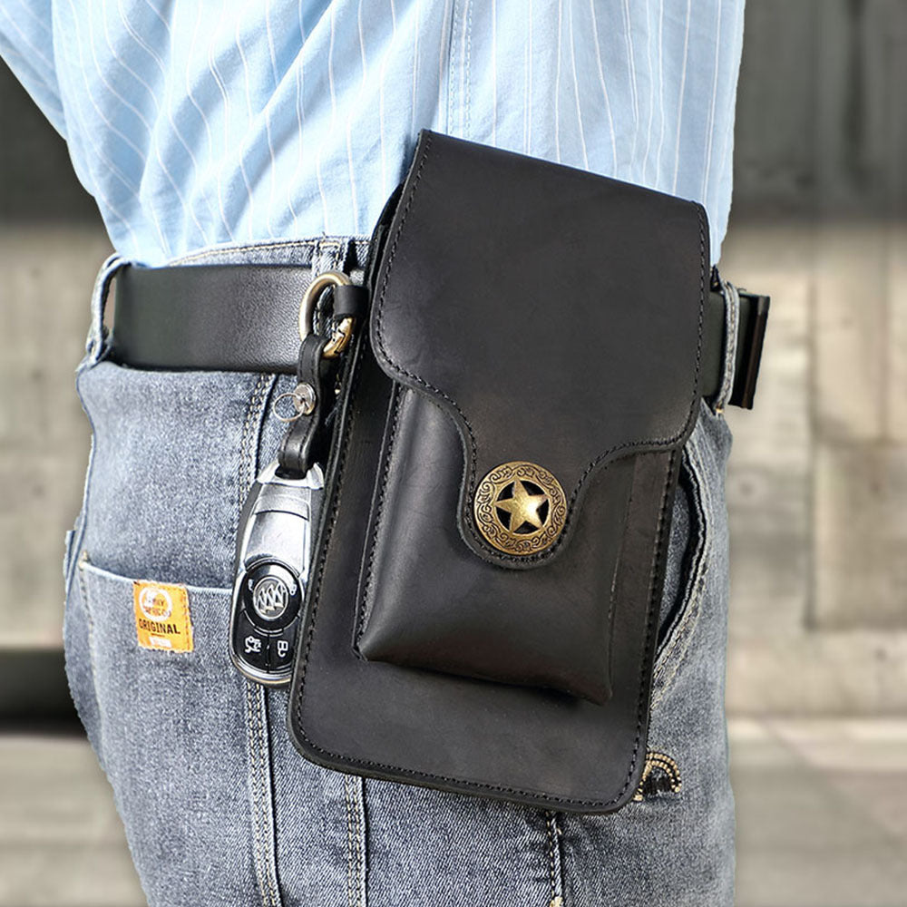 Genuine Leather Mens Cowhide Durable Work Belt-Powered Bag