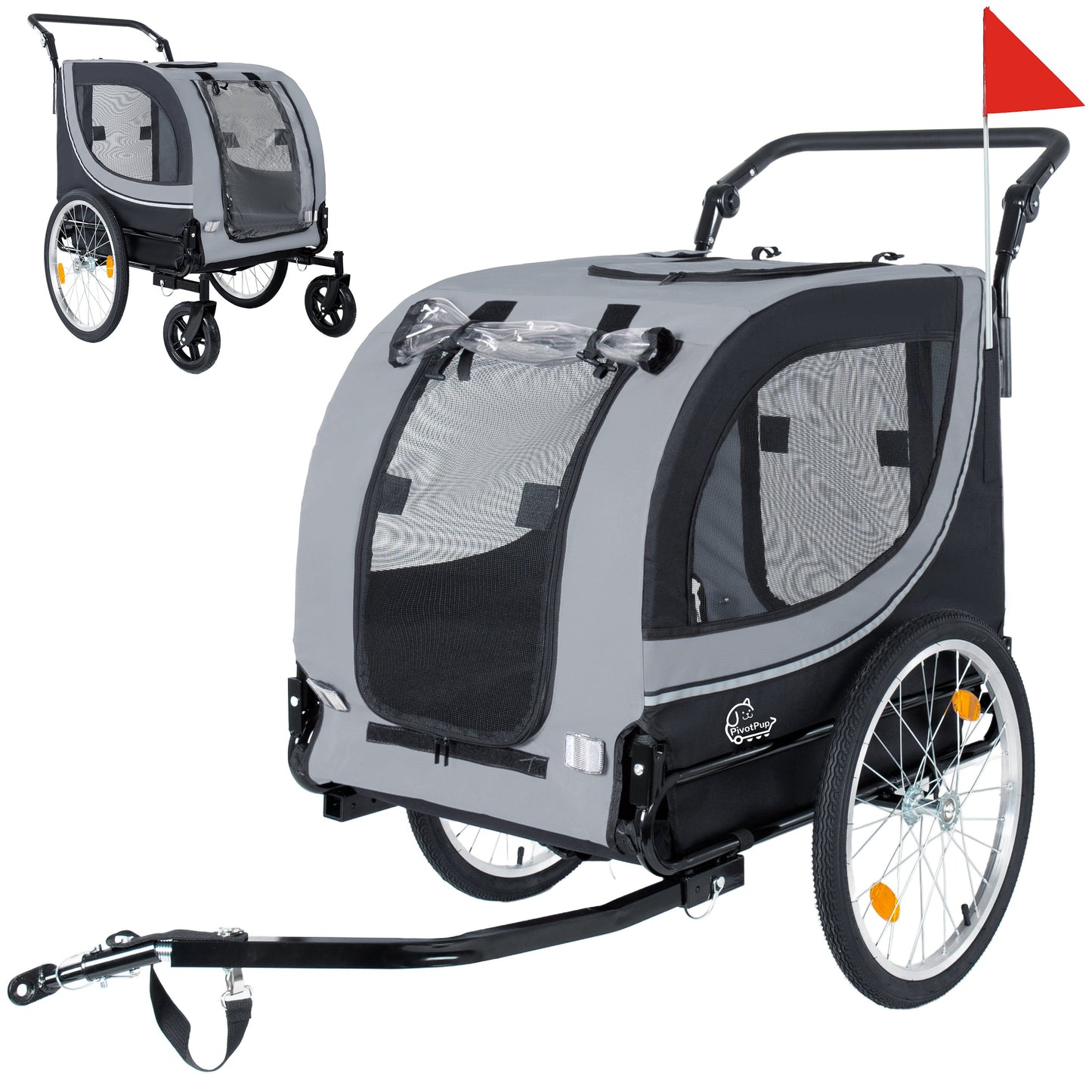 2-in-1 Bike Trailer & Pet Stroller for Dogs up to 100lbs
