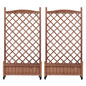 Raised Garden Bed With Trellis 2 Pack, Outdoor Planter Box & Plant Stand With Climbing Racks - Brown