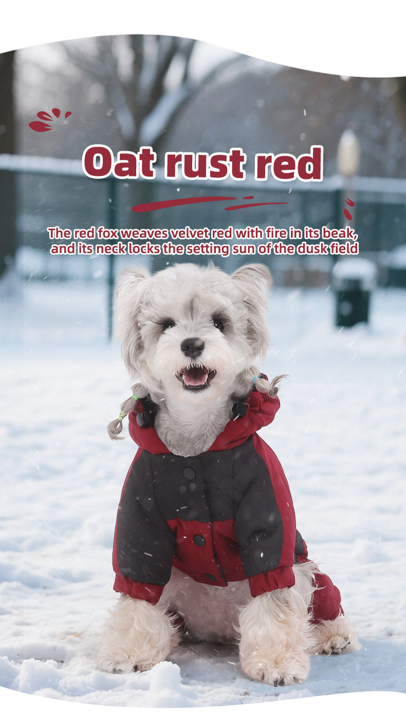 Water Resistant Dog Winter Coat, Graphene Thermal Warm Four Legged Dog Snow Jacket Hooded Pet Cold Weather Snowsuit, Windproof Padded Dog Clothes For Small Medium Dogs