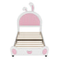 Upholstered Platform Bed With Rabbit Shaped Headboard