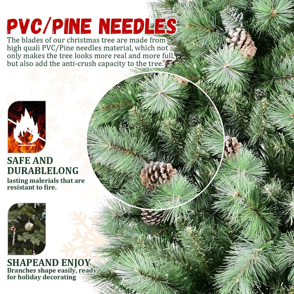 9Ft Christmas Tree with 122 Pine Cones