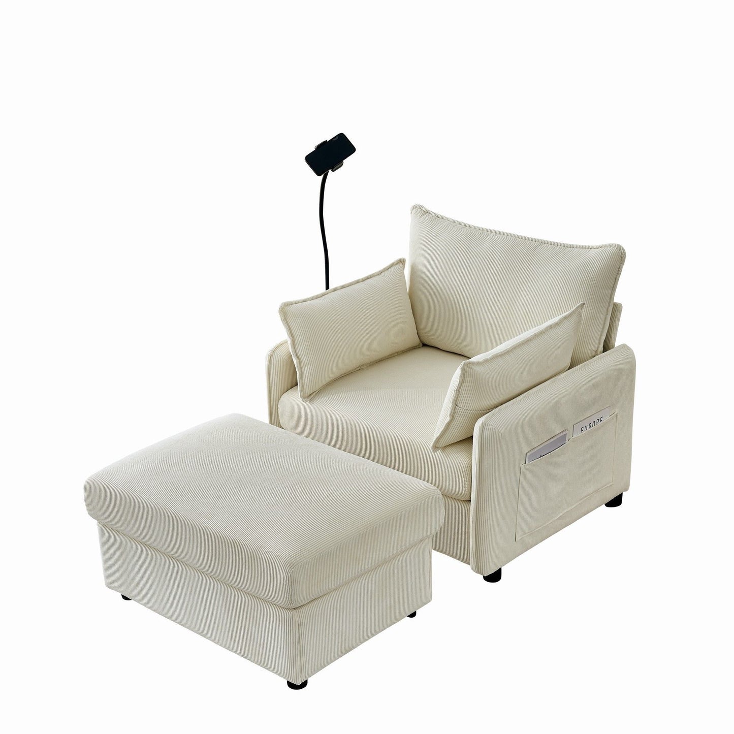 Comfy Oversized Chaise Lounge Chair With Ottoman And Storage