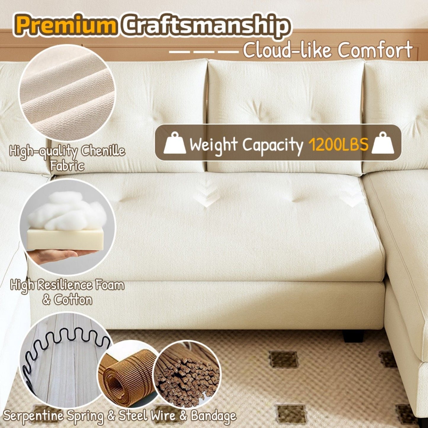 U-Shaped Sleeper Sofa With Pull Out Bed