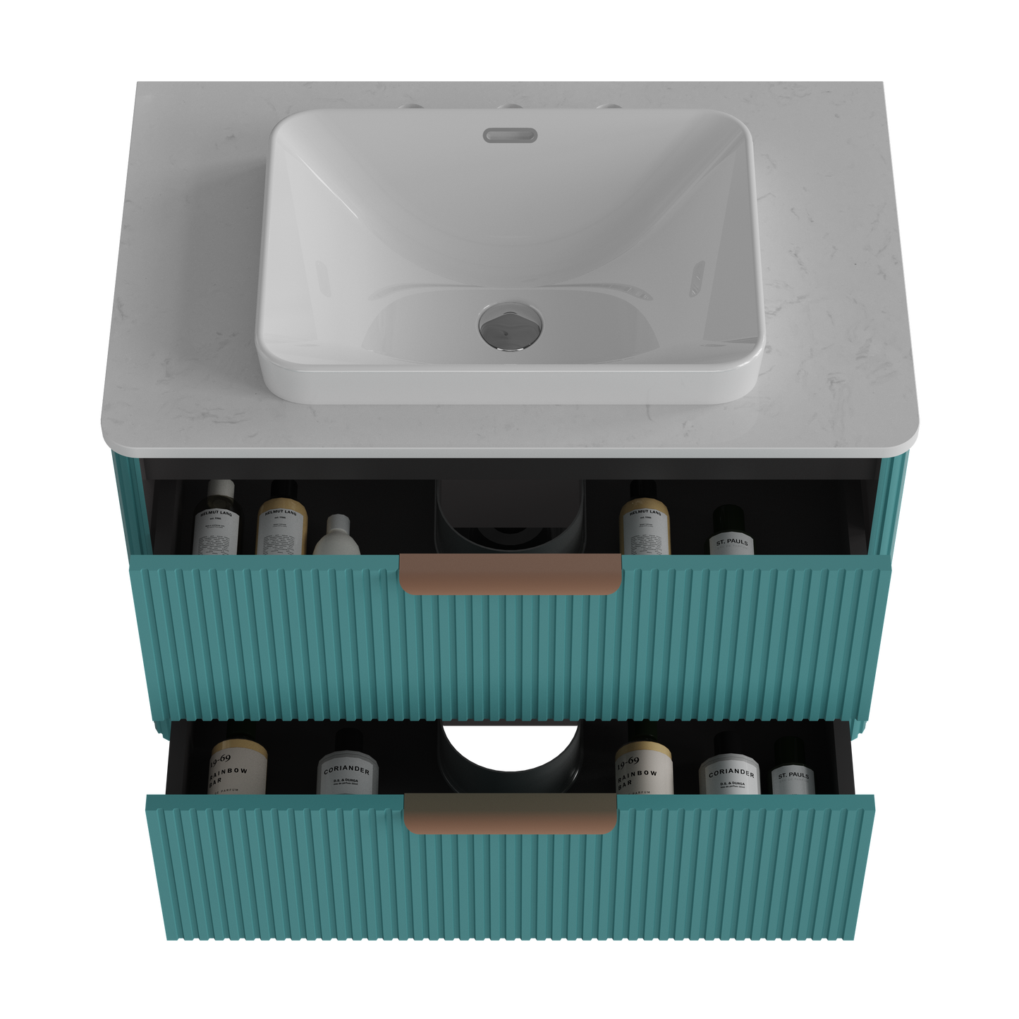 Elena Striped Aquamarine Bathroom Vanity Without Sink