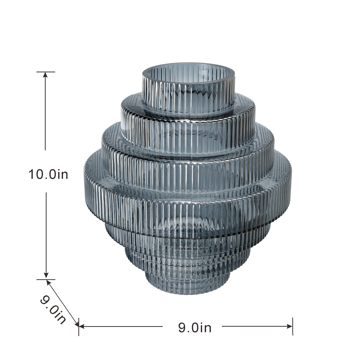 Multi-Tiered Geometric Vase with Smoked Glass Finish