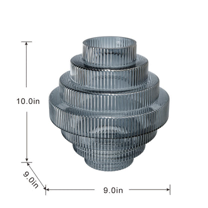 Multi-Tiered Geometric Vase with Smoked Glass Finish