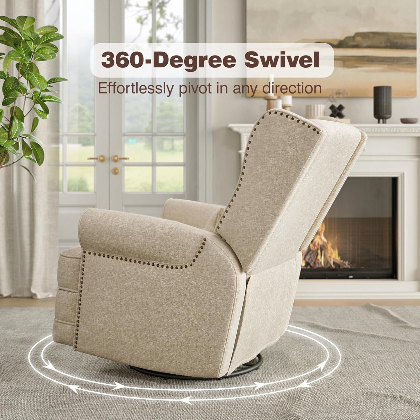 Extra Wide Swivel Recliner Glider Chair With Footrest