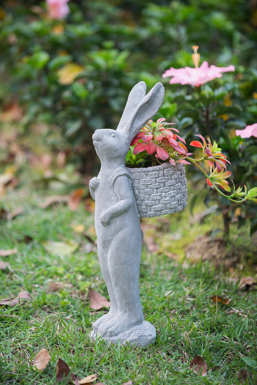 8.5x5.5x19.5" Tall Cement Rabbit Planter