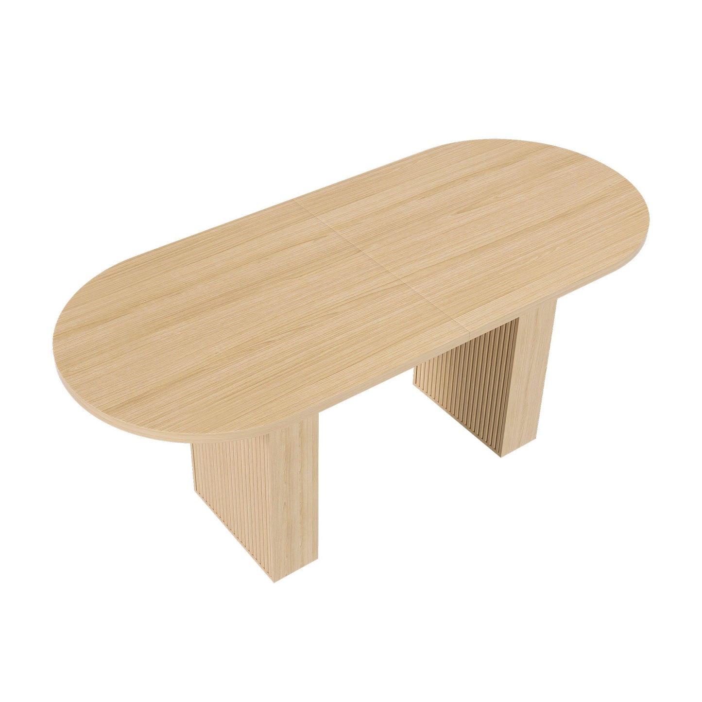 Oval Dining Table With Wood Strip Base
