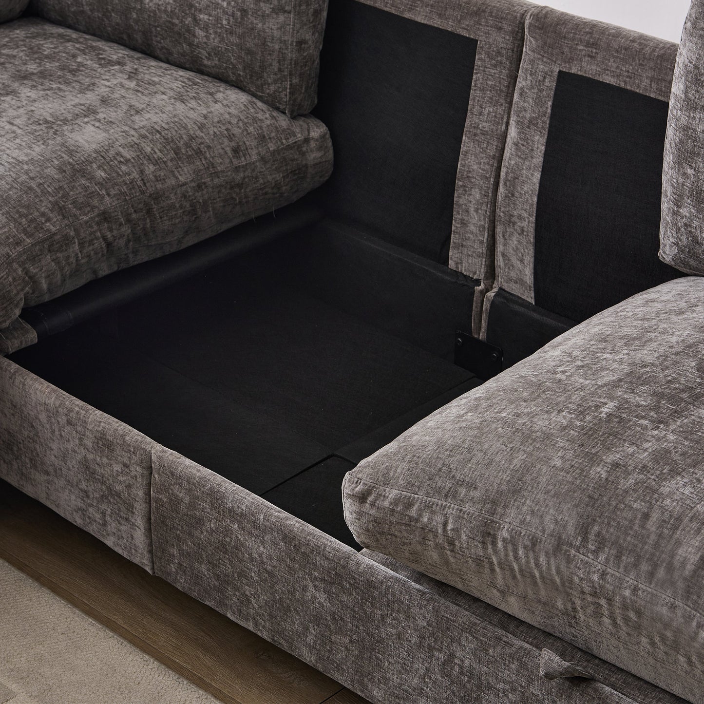 Chenille Upholstered L-Shape Sectional Couch
