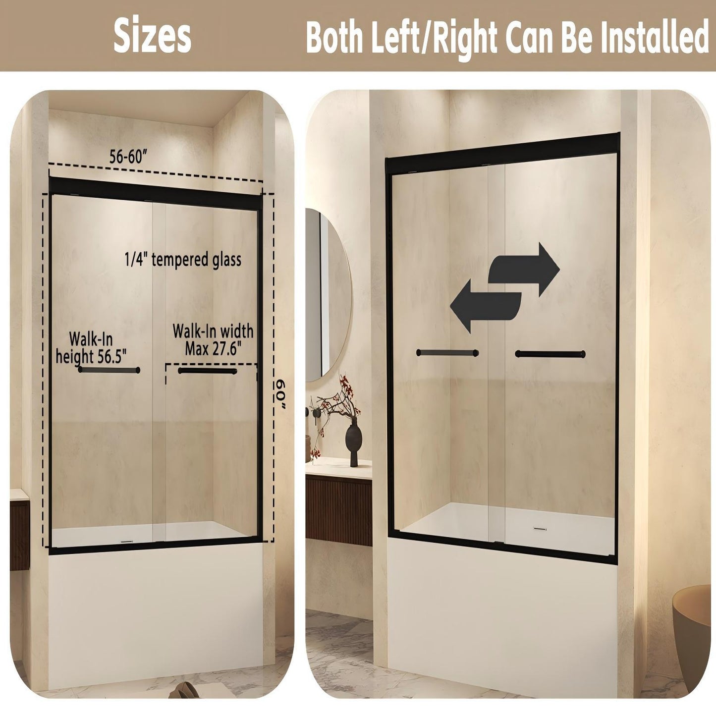 Double Sliding Shower Door With Explosion Proof Film