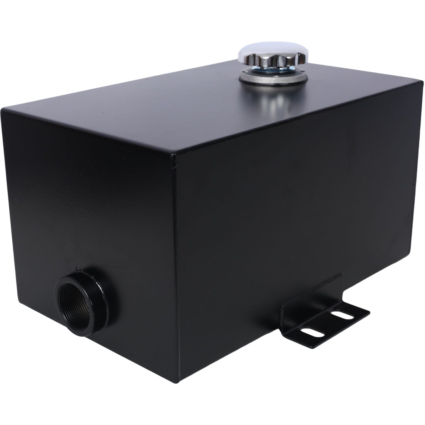 Heavy Duty 5 Gallon Steel Hydraulic Fluid Reservoir Tank With Mounting Foot, 14 Gauge - Black