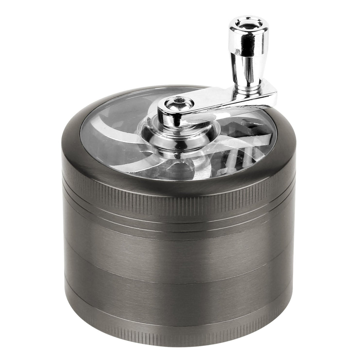 Herb Spice Tobacco Grinder 2.5-inch 4-Piece Zinc Alloy Hand Crank Crusher Kitchen Mill with Pollen Scraper